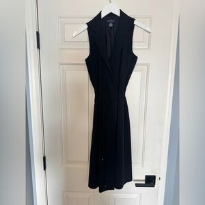 90s Ann Taylor black collared wrap dress